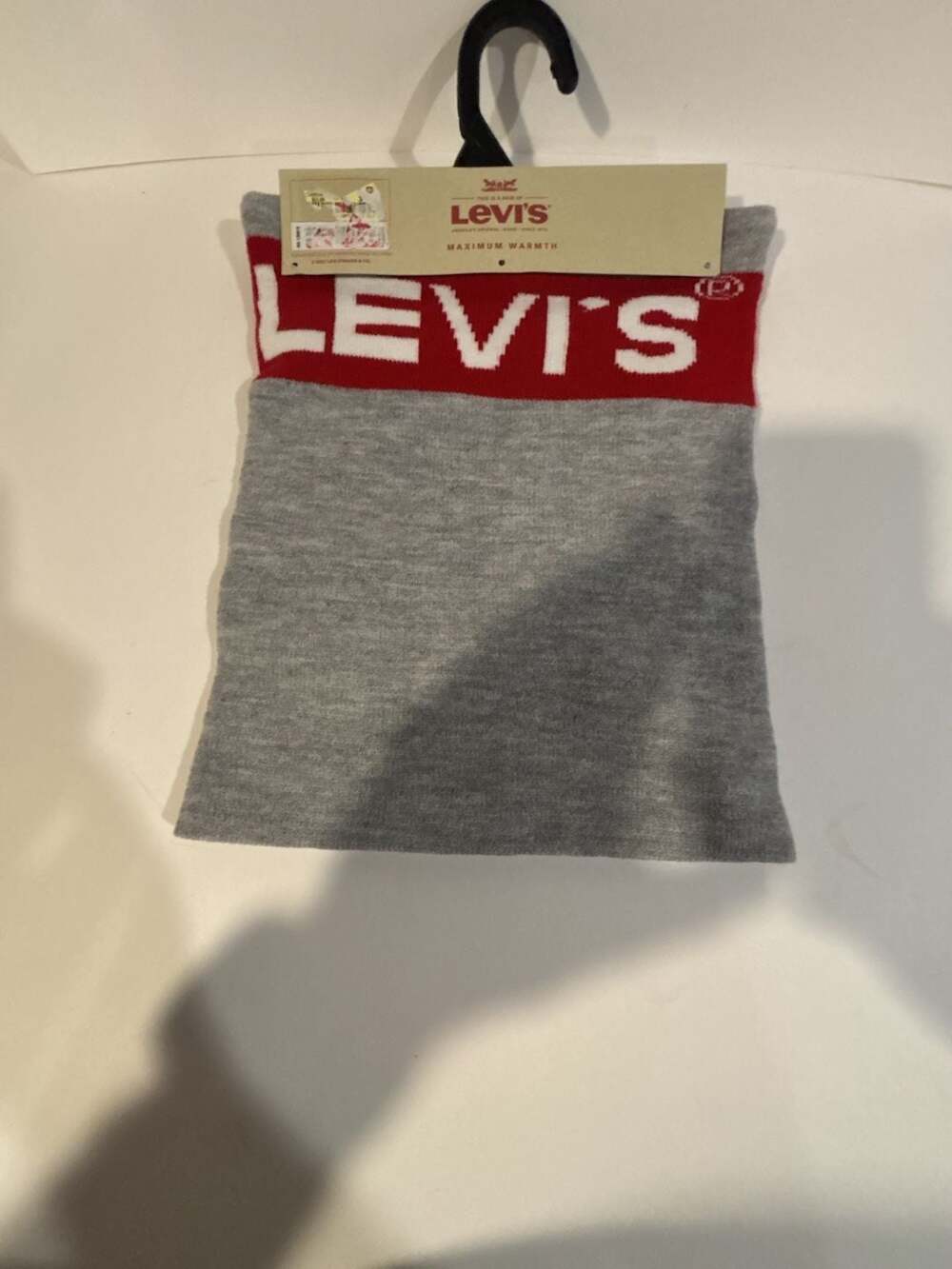 Levi's logo infinity scarf for men or women heather gray red white